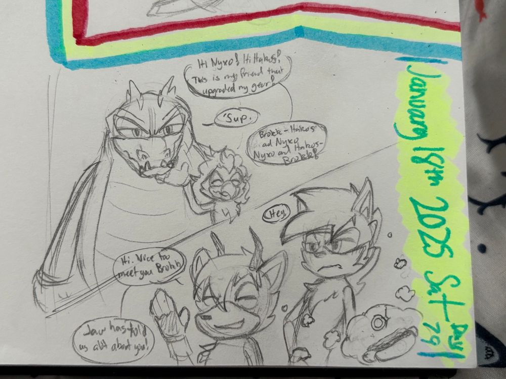 Here’s Jawk introducing Brokk to Hakos and Nyxo! He’s a man of few words but the sweetness of the little crow got to him and they eventually had a day out to introduce one another. Anyways these two could definitely tell there was more than a friendship going on haha

As introduced and will be explained further later, Zombot Jawk was directed towards Brokk’s mountain village and was one in the horde of Zombots that attacked. It was there Brokk made his final stand and succumbed to the Metal virus. When the Metal Virus was “cured” Brokk came to his senses and got up, realized he was on top of an injured Jawk, far from home and confused.