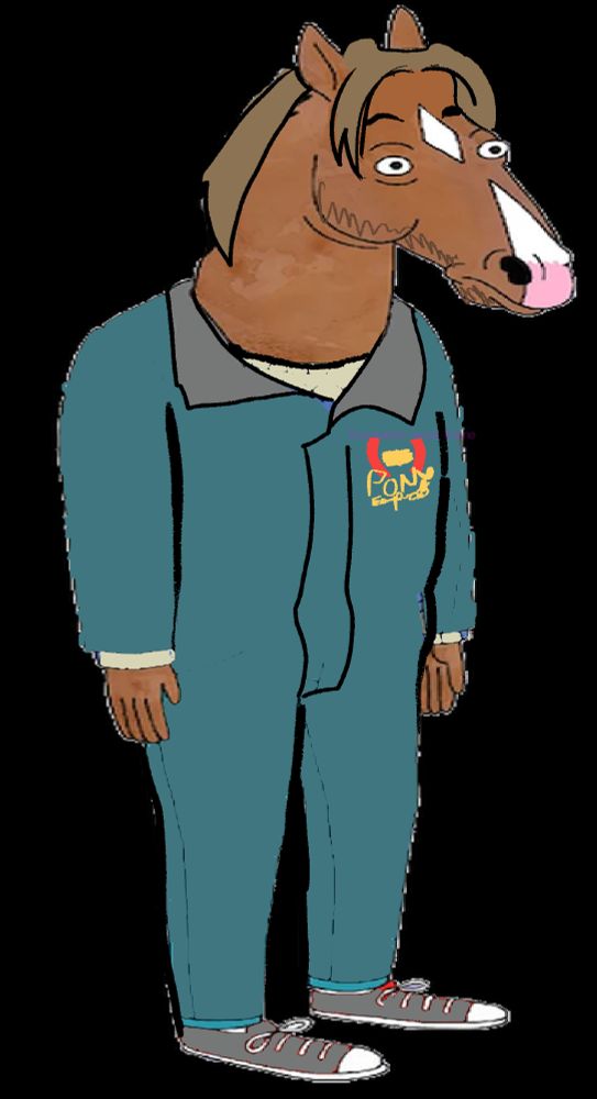 Jimmy from mouthwashing drawn over Bojack Horseman