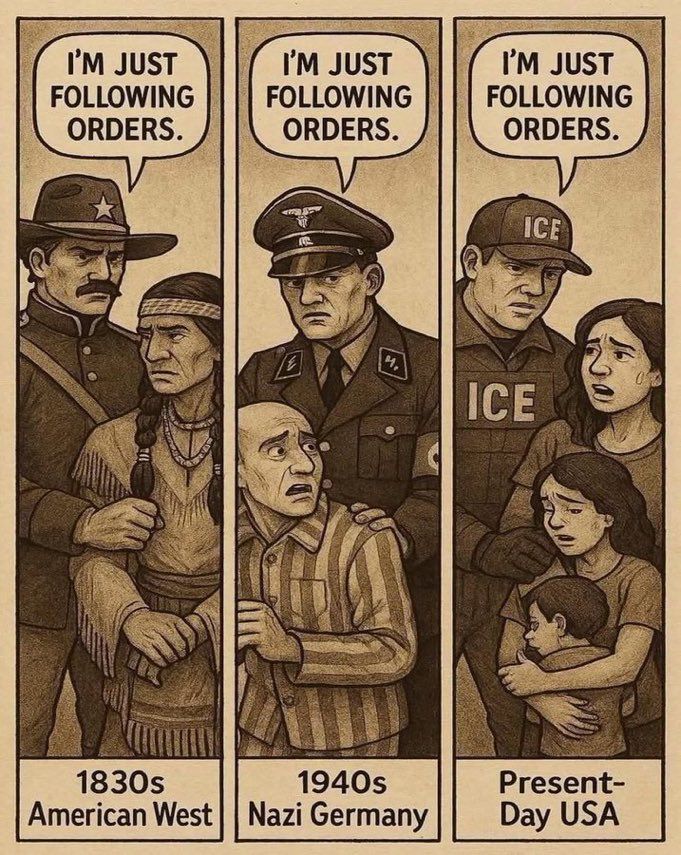 I'M JUST FOLLOWING ORDERS.
I'M JUST
FOLLOWING ORDERS.
I'M JUST FOLLOWING ORDERS.
ICE
4.
ICE
1830s
American West
1940s
Nazi Germany
Present-Day USA