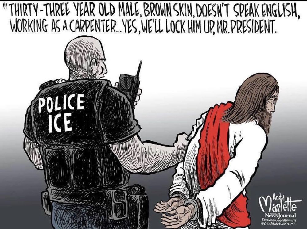 Jesus being arrested by ICE 