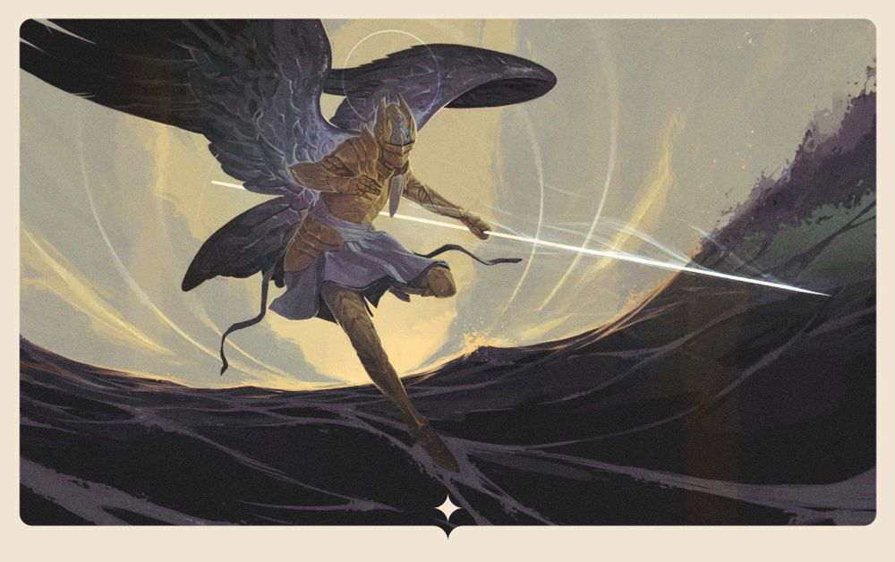An angel soaring ove a dark sea