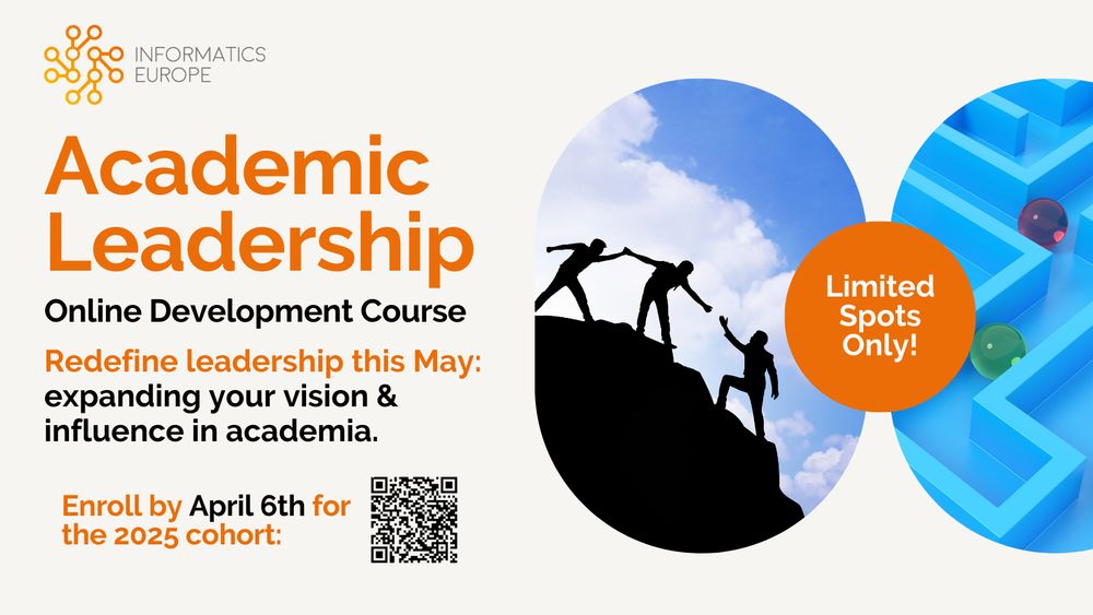 Redefine leadership with Informatics Europe's Online Academic Leadership Course! Enroll until 6 Apr for an impactful and long-lasting leadership advancement experience this May: https://www.informatics-europe.org/events/academic-leadership-online-course.html