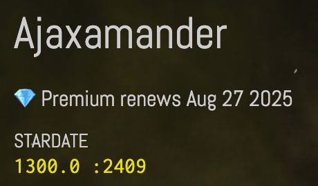 Screenshot of the console for Empire Ajaxamander indicating that the in-game Stardate is 1300.0
