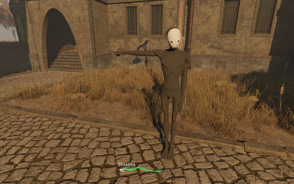 A creepy mime in a too tight black bodysuit. He clearly doesn't eat enough.