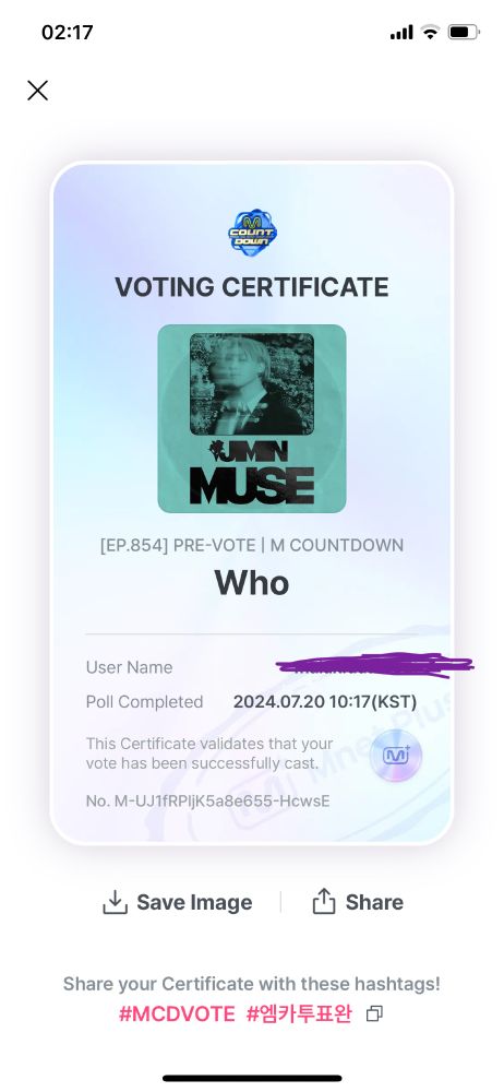 Pre voting for Who by Jimin on the Mnet App