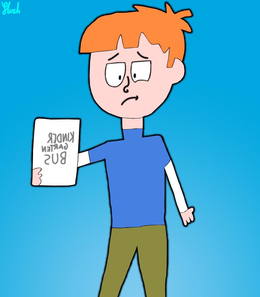 My next drawing focuses on a forlorn Todd who received a slip from Mrs. Jewls that he is to be escorted home via the kindergarten bus, much to his chagrin.