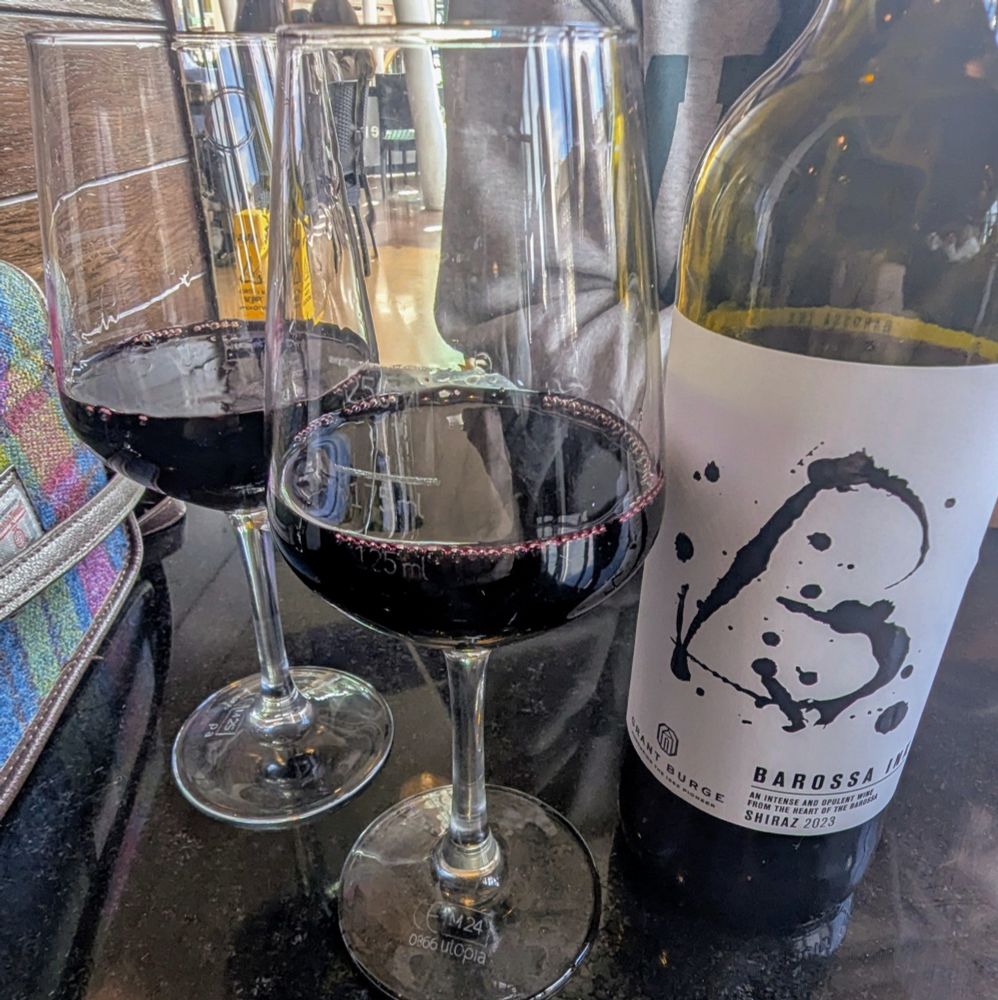 two glasses of wine and a bottle