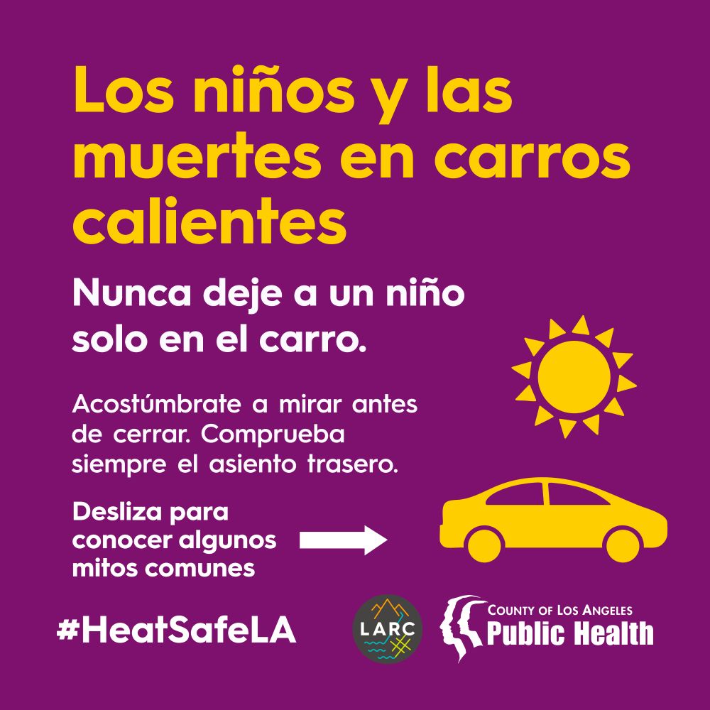 Los niños y las muertes en carros calientes

Nunca deje a un niño solo en el carro. Acostúmbrate a
mirar antes de cerrar. Revisa siempre el asiento trasero.

Desliza para conocer algunos mitos comunes →