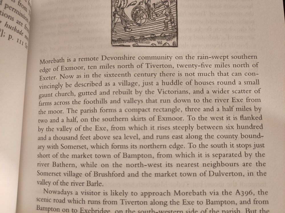 A photograph of the first paragraph of Eamon Duffy's Voices of Morebath.