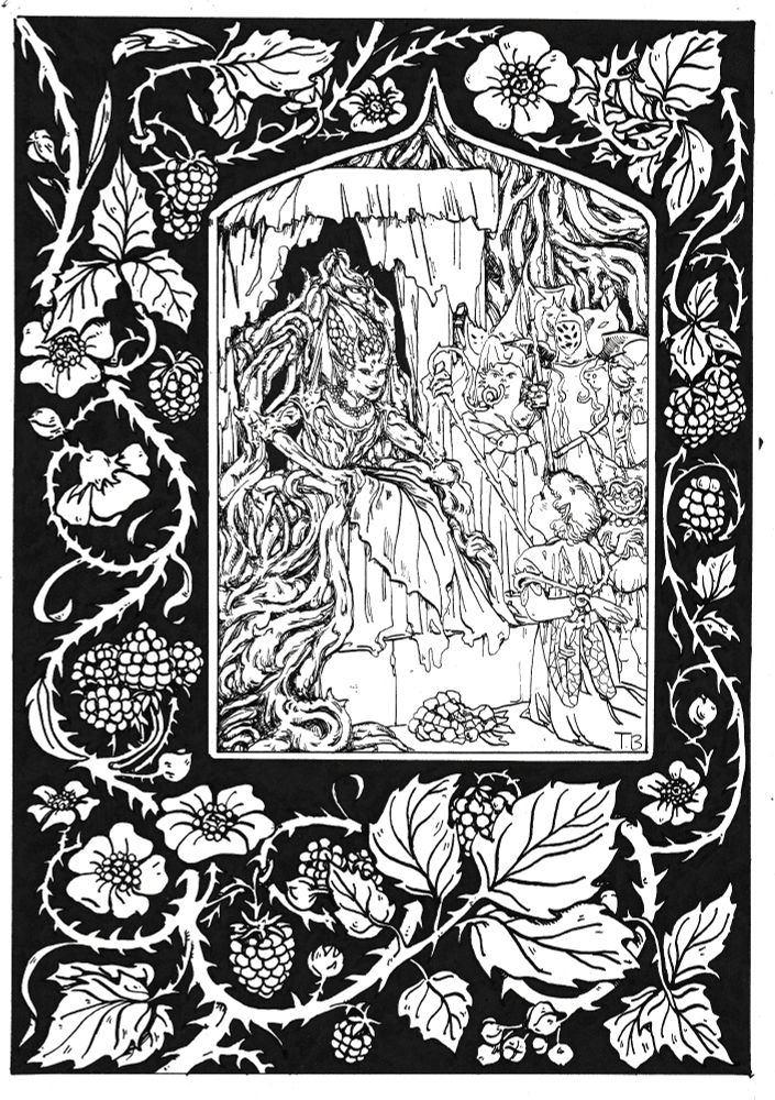 The black and white inks of the illustration.