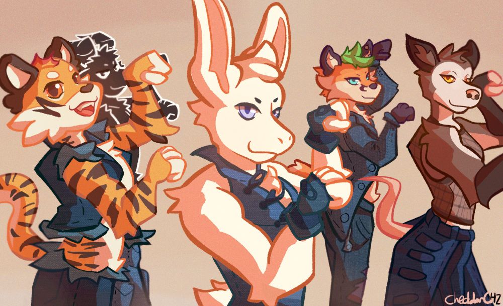 Sky, Red, Zeb, Jax, and Ozzi doin the milkshake gap ad, yum