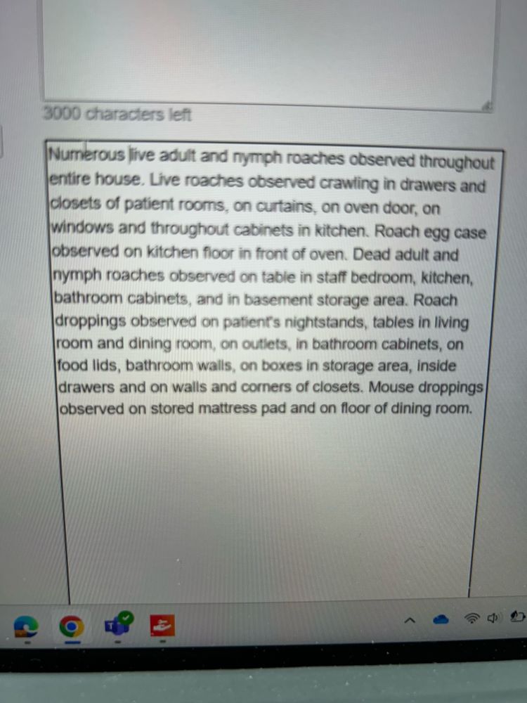 My write up of a house infested with roaches