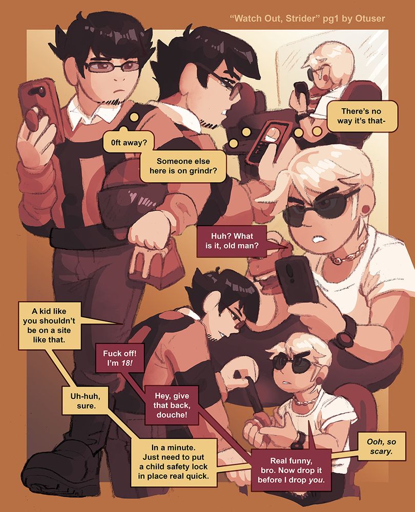 Homestuck Characters: A human take on The Psiioniic sees a Dave Strider on grindr in public, and mistakes him for a minor.