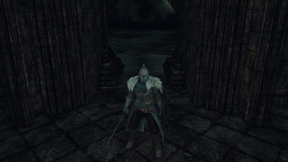 The Bearer of the Curse stands in front of the entrance leading to the Throne of Want, having just walked out, choosing to try and find a more permanent cure for the Undead curse.