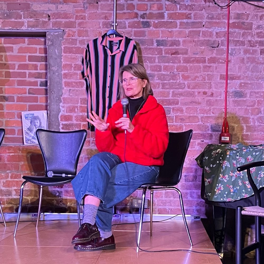 Sophie Aldred talking on stage at #JNTDay