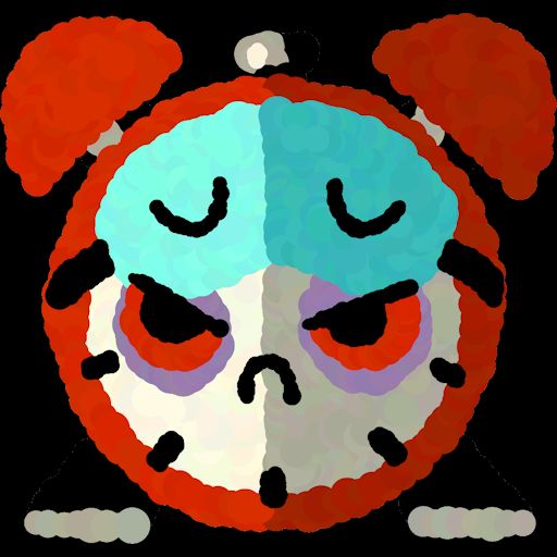 An alarm clock character who is very tired and sick of your snoozing BS