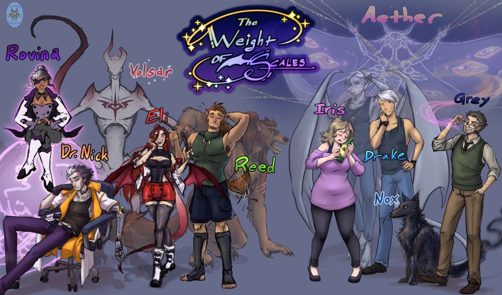 A lineup of the main cast of my webcomic. 