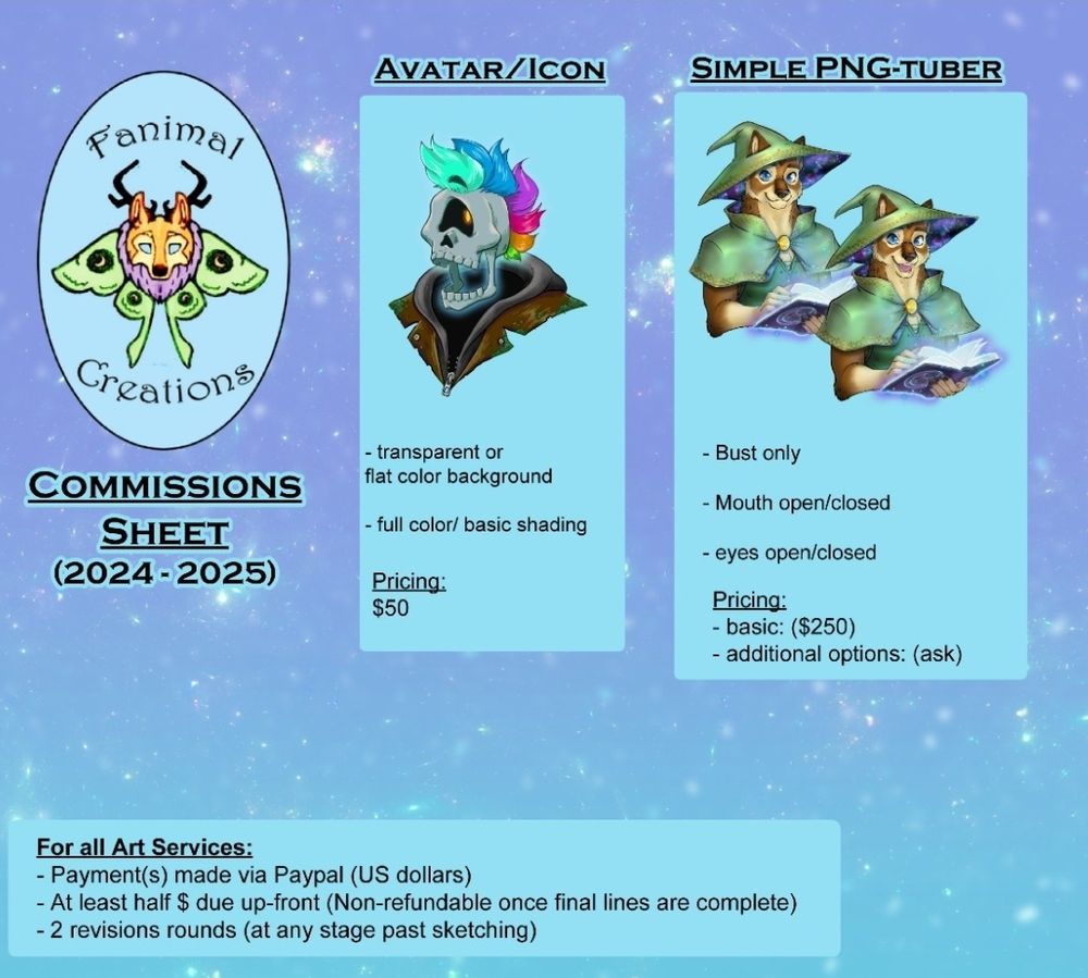 First half of the price sheet.