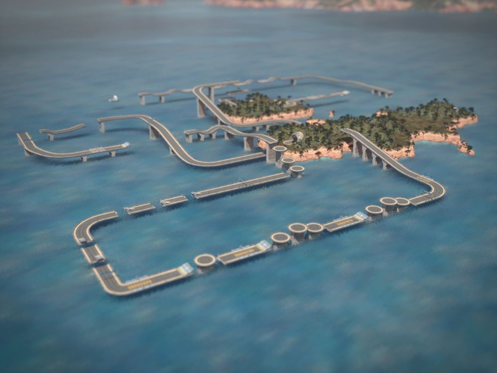 A screenshot of the map TamTam by Nadeo with a tiltshift blur