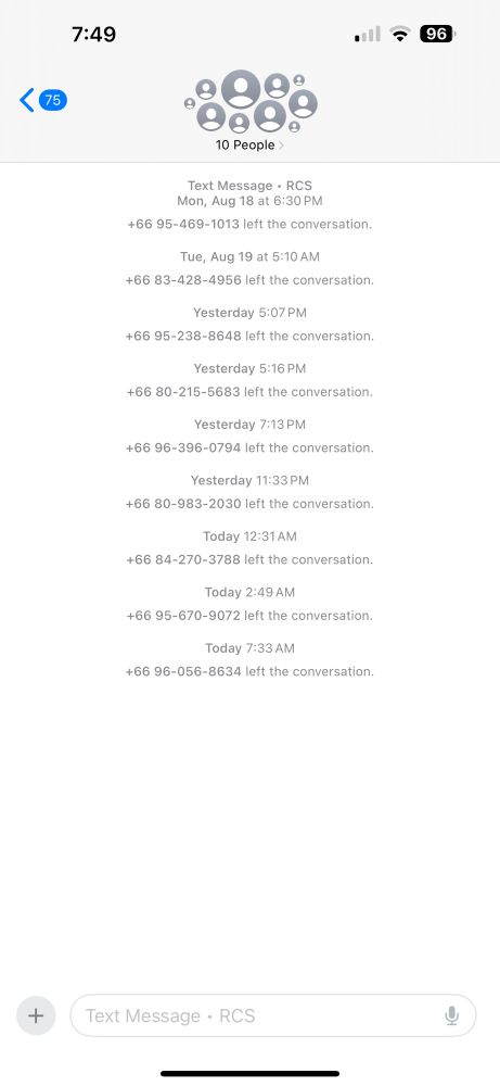 Group spam texts no known numbers