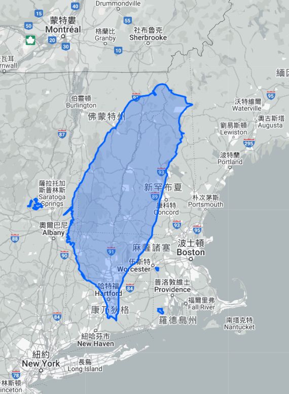 台灣與美國東北幾個小州比較