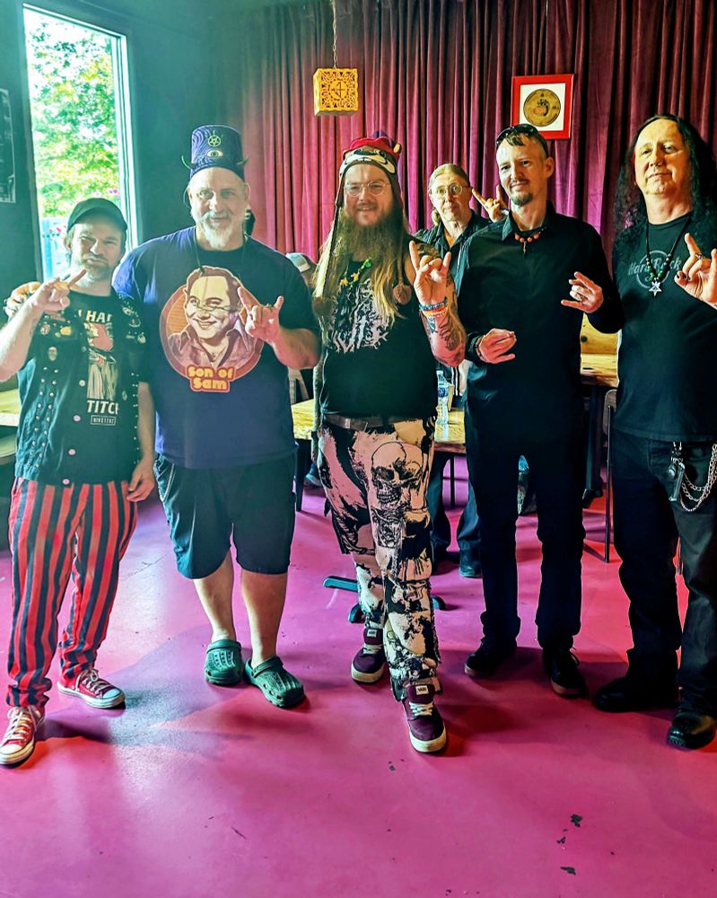 Myself and the band Electric Hellfire Club posing for a pic. 