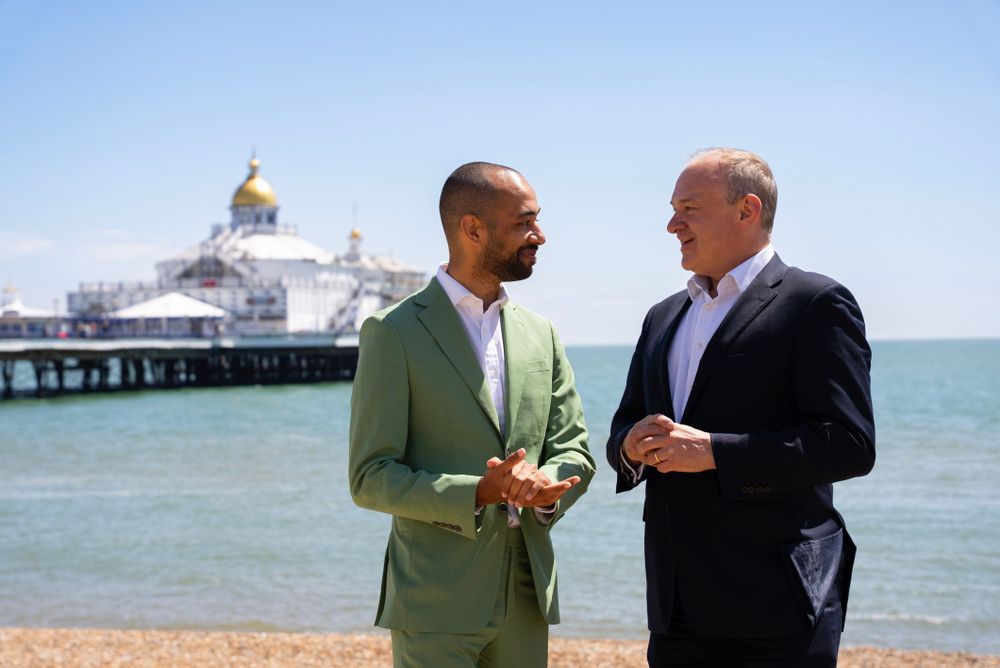 Josh Babarinde and Ed Davey in Eastbourne