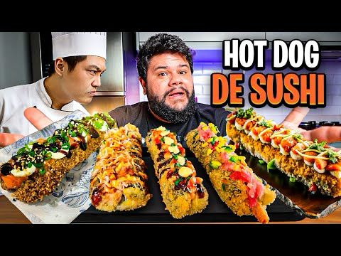 Provando Hotdog  de Sushi!