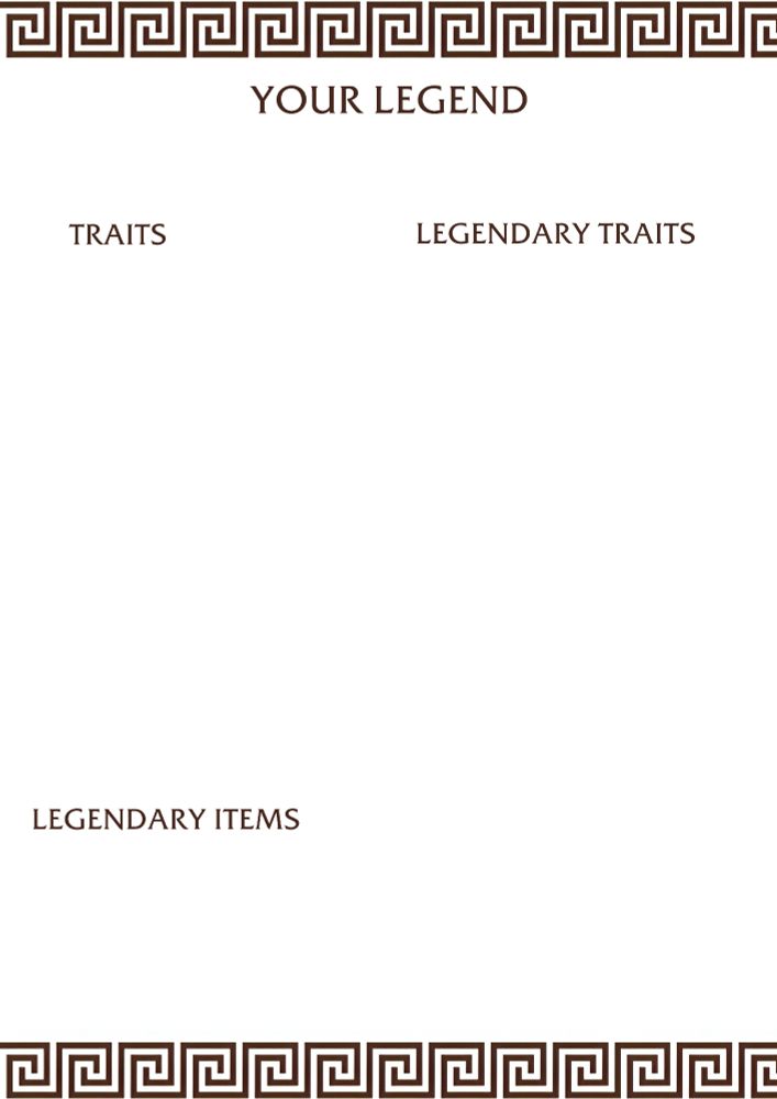 The back "Your Legend" section of the Mythborne character sheet.