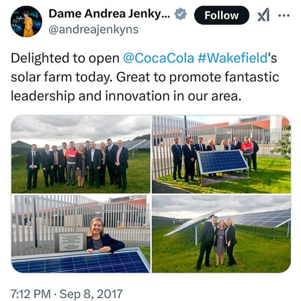 Delighted to open @CocaCola #Wakefield's solar farm today. Great to promote fantastic leadership and innovation in our area.