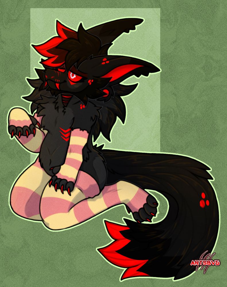 sill-e fluffy monster sitting on his knees in thigh highs (he is gay)