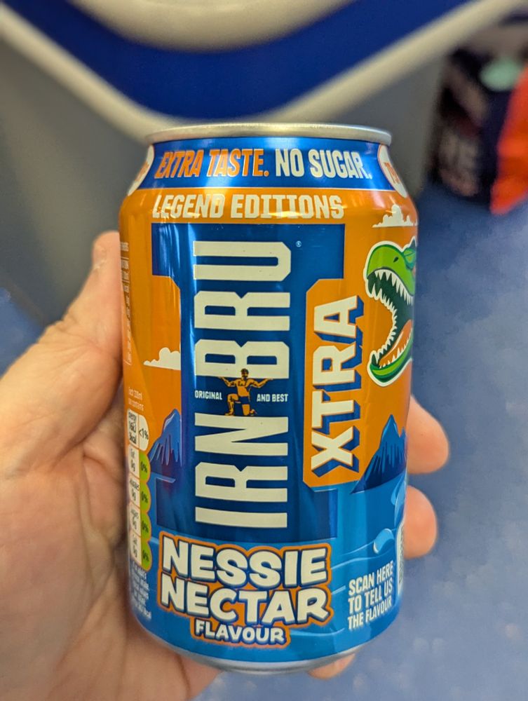 A can of Irn bru extra "Nessie Nectar" flavour