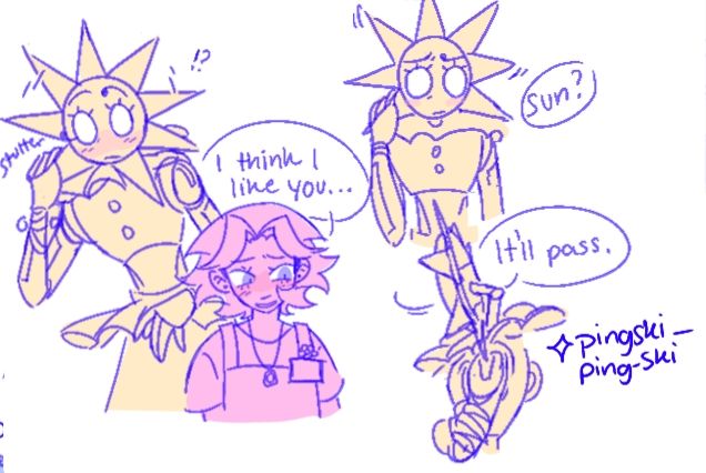 doodle of self insert confessing to sun.
they tell sun "i think i like you.."
and sun responds with "it'll pass."