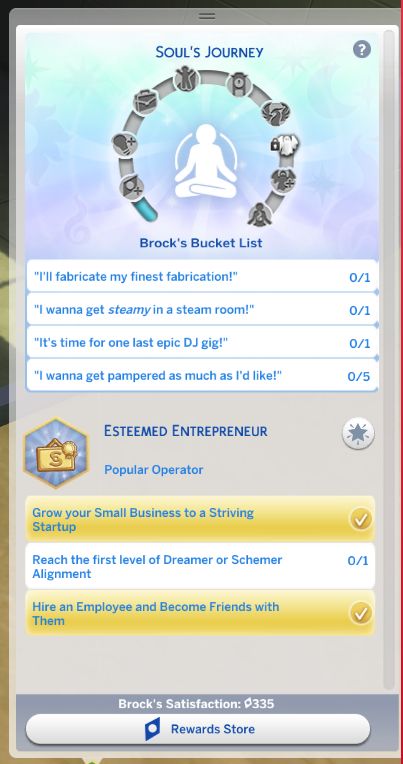 Brock Roots' bucket list and aspiration. Currently working on the Esteemed Entrepreneur aspiration, sage 2 with only 1 goal left. 