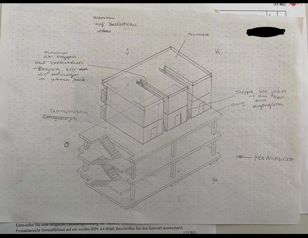 Erweiterungsperspektive aus K2 Sicht des ursprünglichen Corbusiers Dom•ino Haus