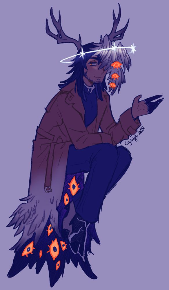 Same image as previous but with a multiply layer over it, emphasizing the glow of the halo and the orange eyes