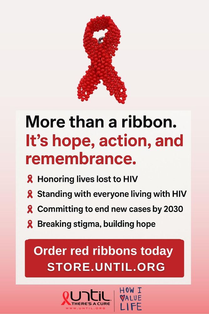Order red ribbons from www.until.org to raise HIV awareness for World AIDS Day 2025.
