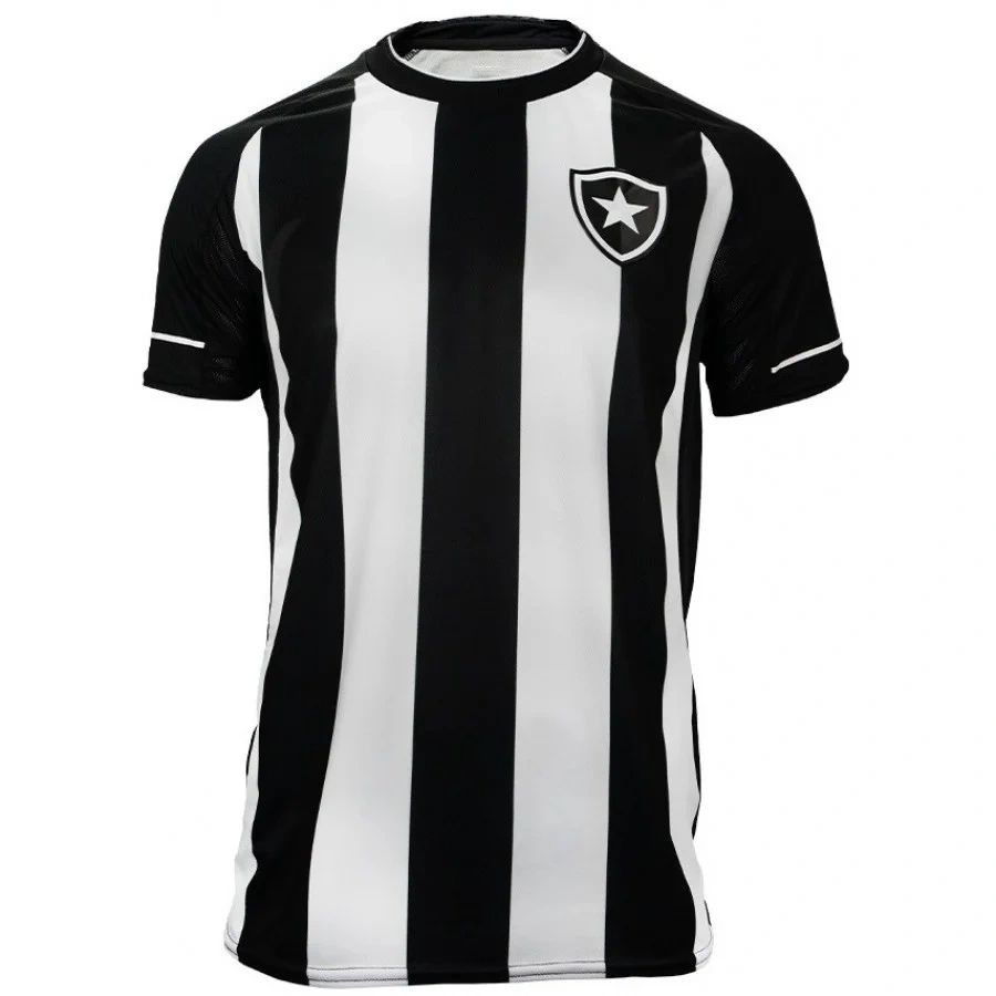 Camisa número 1 do Botafogo, com listas alvinegras verticais