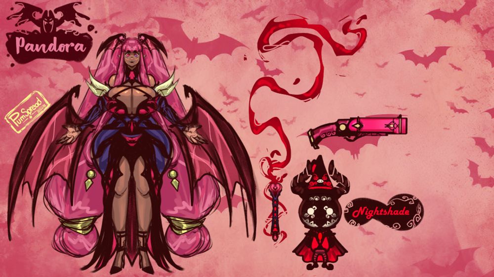 Pandora the vampiress & Nightshade ref sheet
