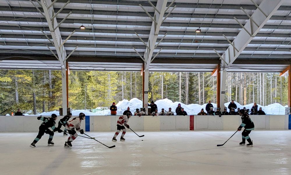 Playing hockey outdoors 