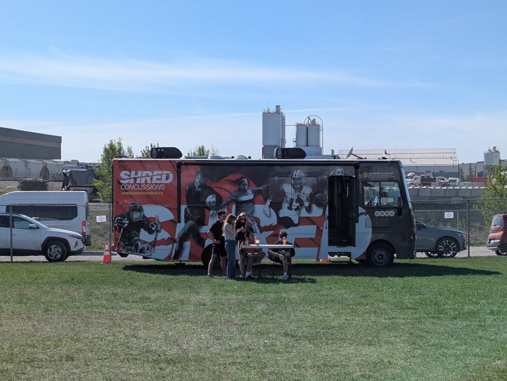 "The Concussion Bus" on site at a rugby tournament in Calgary, Alberta.