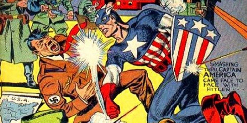 Captain America punching Hitler