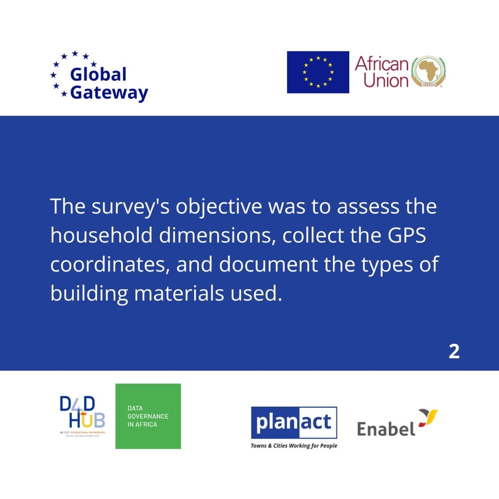 Description of the survey's objective to access household information such as household dimensions, building materials and GPS location.