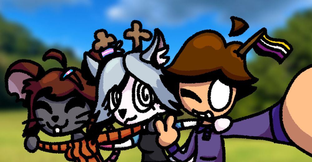 A picture of Rose (Far Left) Ellie (in the middle) and Lag Switch (Far Right) taking a photo!