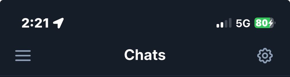 Screenshot of the top part of mobile phone screen showing the gear "Settings" icon in the upper right corner.