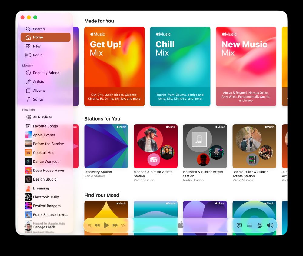 A screenshot of Apple Music in macOS Tahoe