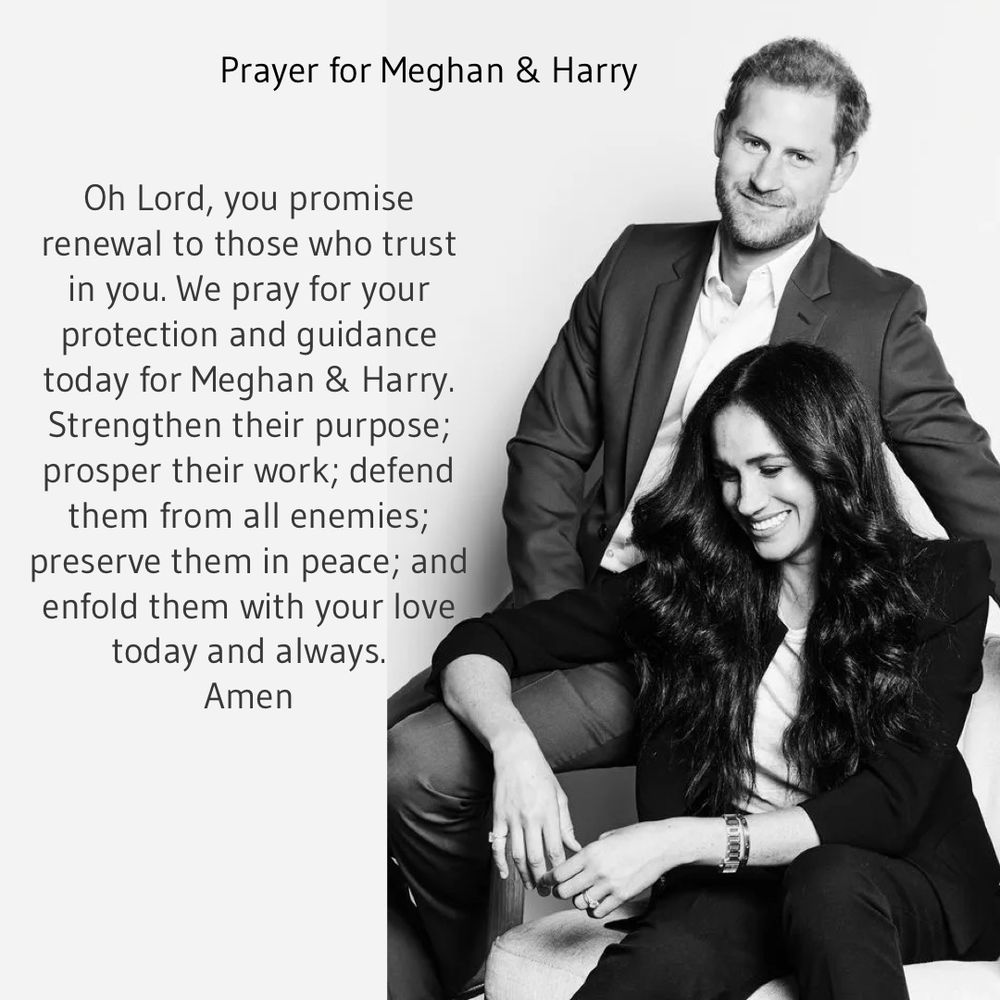 Picture of Harry and Meghan with a prayer for protection and guidance 