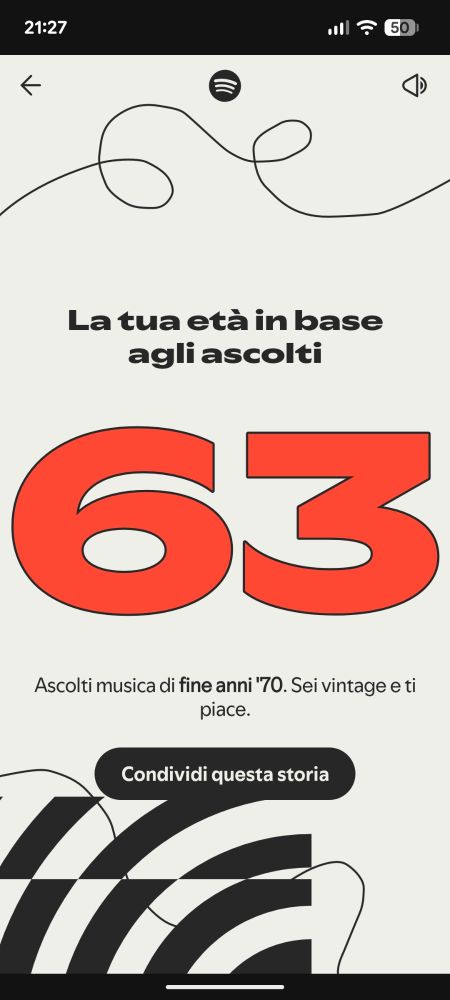 Secondo Spotify ho 63 anni 🤷🏻‍♂️