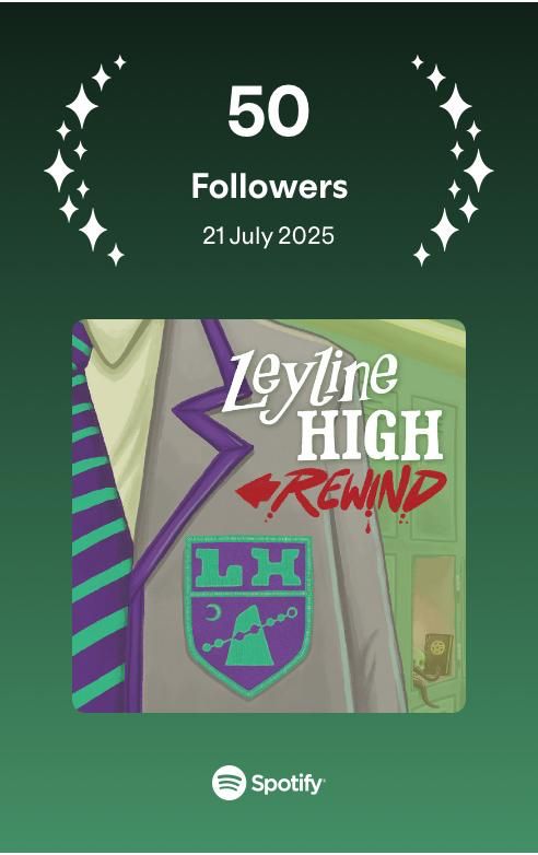 Spotify 50 followed graphic. Leyline High Rewind image with the school blazer and tie. 