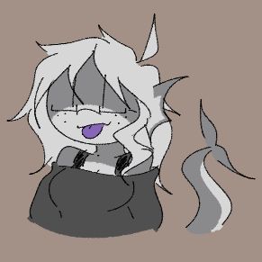 shark version of my sona, a gray shark girl wearing glasses, also she has a purple tongue now